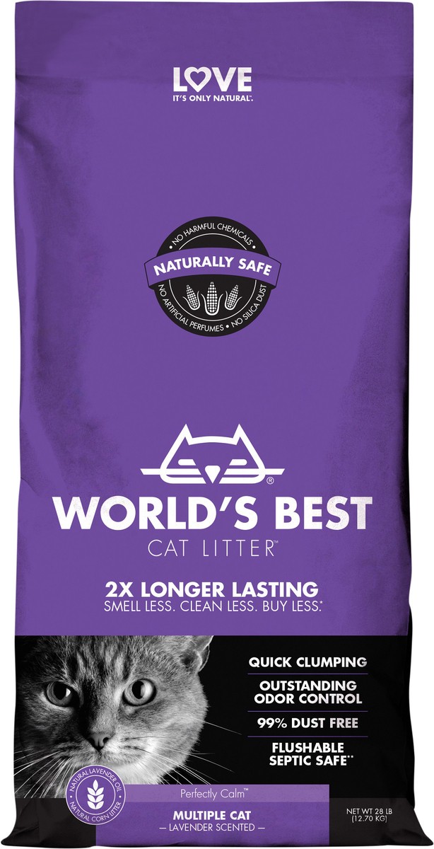 slide 4 of 6, World's Best Cat Litter World''s Best Cat Litter Multiple Cat Lavender Scented 28 LBS, 28 lb