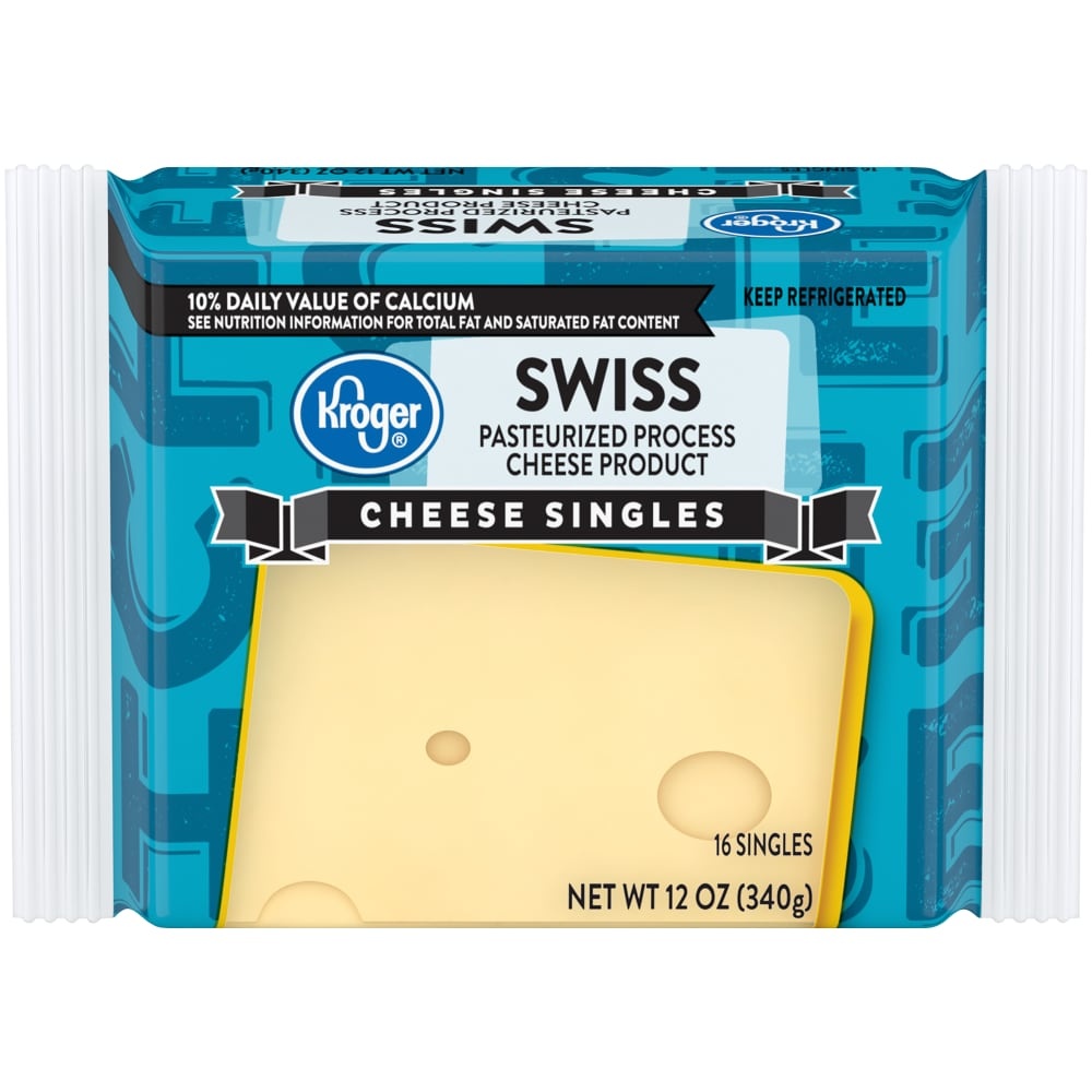 slide 1 of 1, Kroger Swiss Cheese Singles, 12 oz