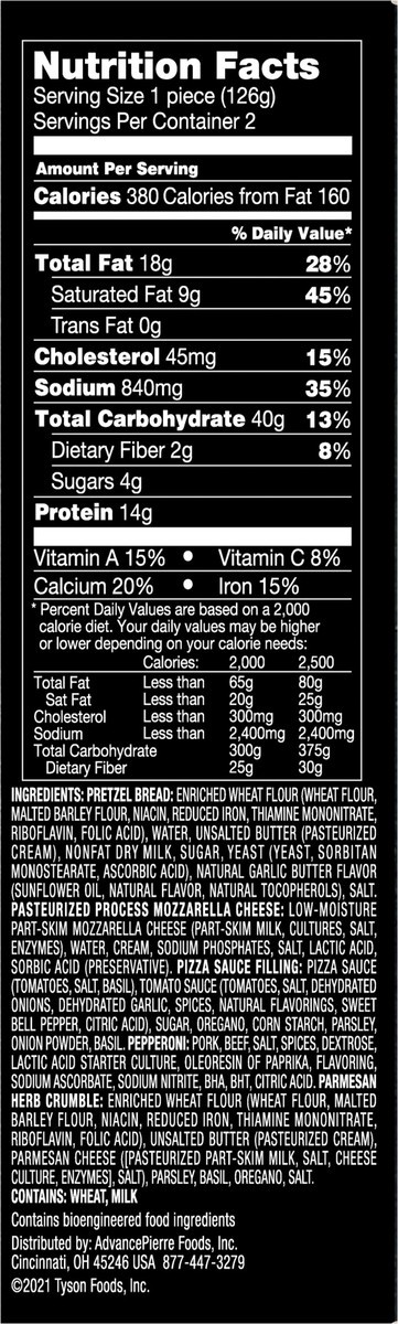 slide 3 of 9, Better Bakery Fully Cooked Pretzel Melts Cheese and Pepperoni Pizza, 255.15 g