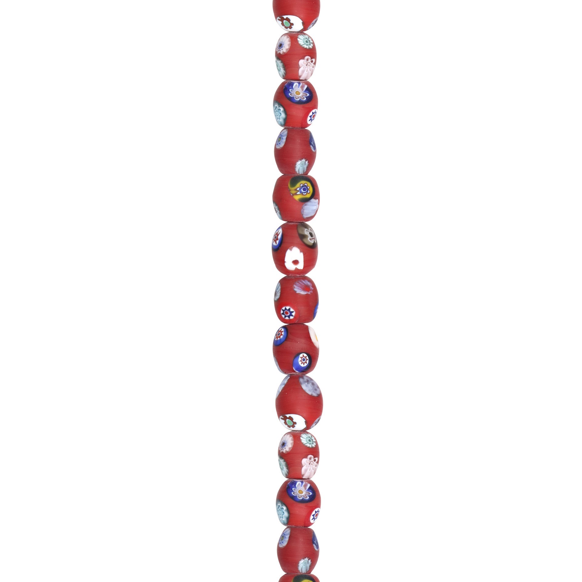 slide 3 of 3, Red Millefiori Oval Beads By Bead Landing, 12mm-14mm