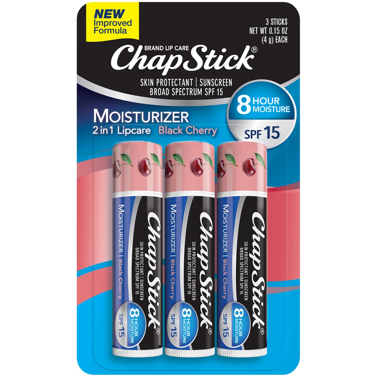 slide 1 of 5, ChapStick Moisturizer (Black Cherry Flavor Lip Balm Tube, Skin Protectant, Lip Care, SPF 15, 0.15 oz