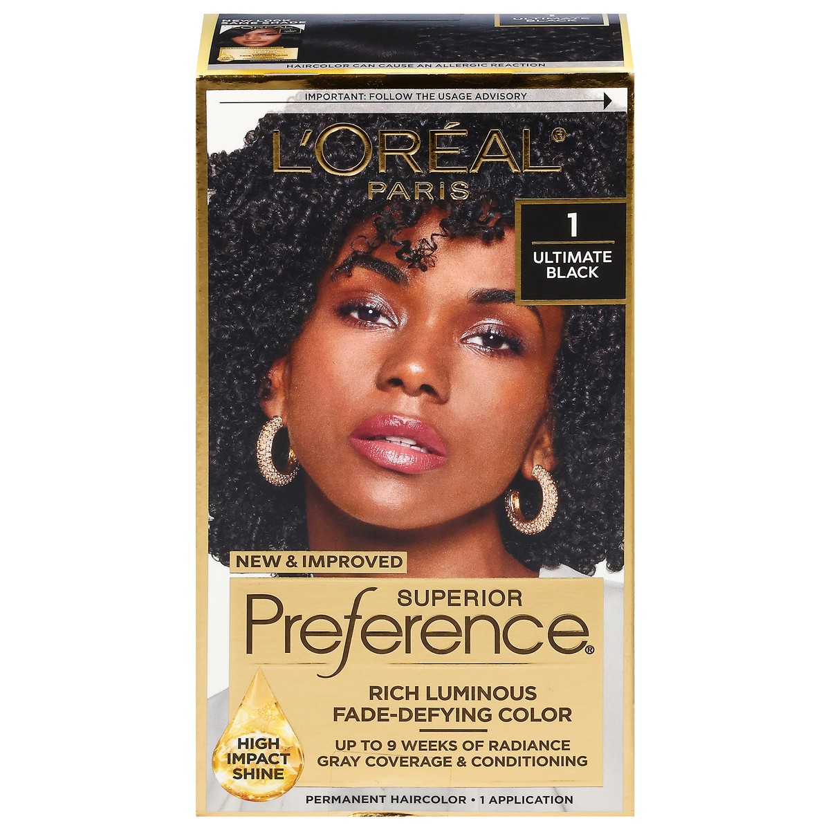 slide 1 of 9, L'Oréal Ultimate Black 1 Permanent Haircolor 1 ea, 1 ct