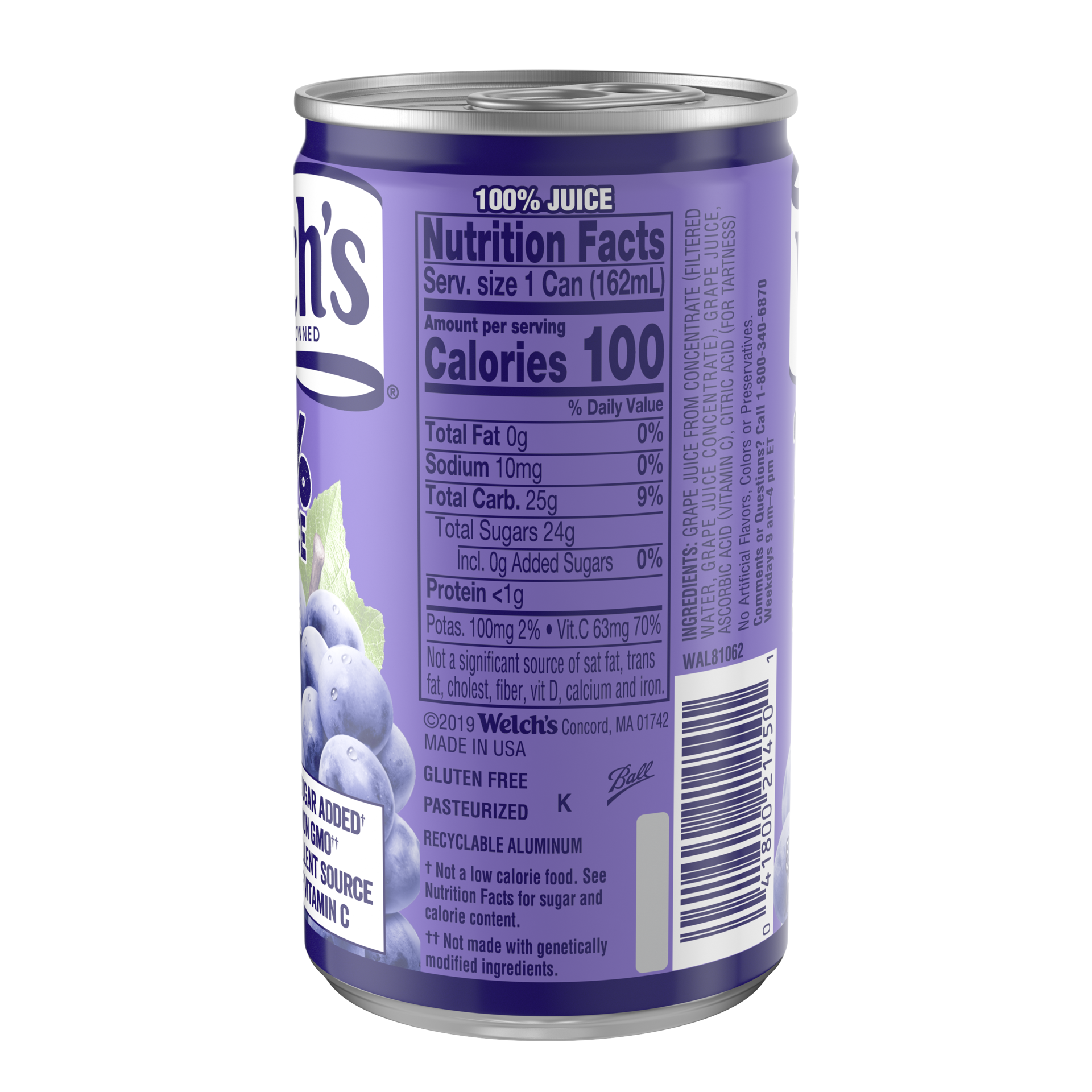 slide 4 of 5, Welch's 100% Grape Juice, Concord Grape, On-the-Go Can - 5.50 fl oz, 5.50 fl oz