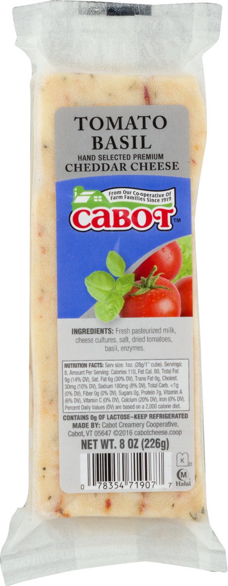 slide 8 of 9, Cabot Tomato Basil Cheddar Cheese Bar, 8 oz