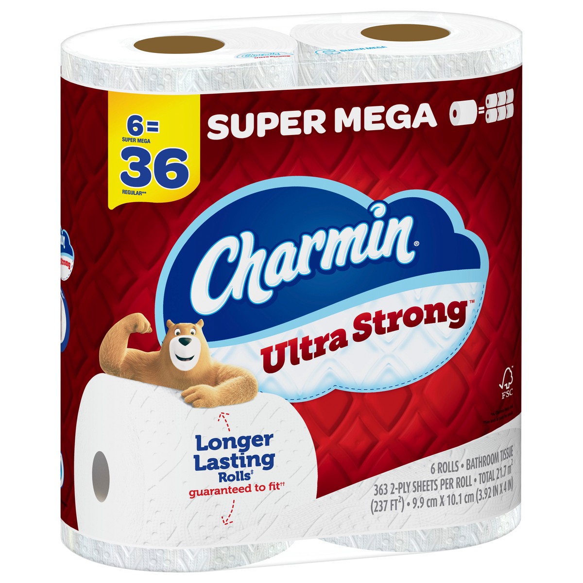 slide 3 of 5, Charmin Ultra Strong Toilet Paper 6 Mega XL Rolls, 363 Sheets Per Roll, 6 ct