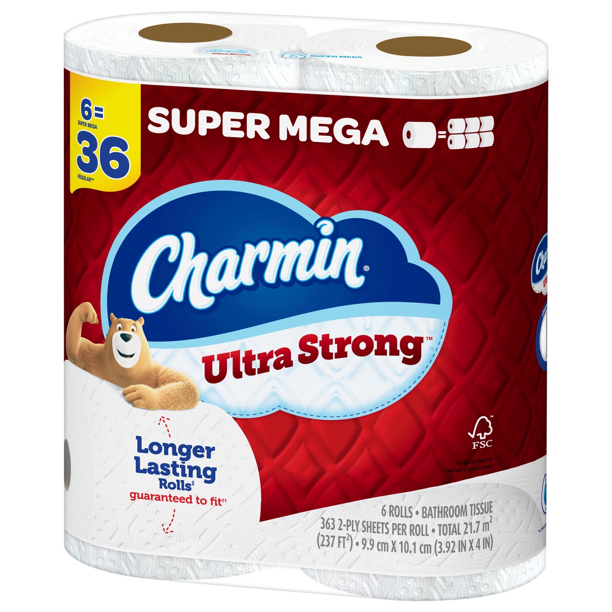 slide 4 of 5, Charmin Ultra Strong Toilet Paper 6 Mega XL Rolls, 363 Sheets Per Roll, 6 ct