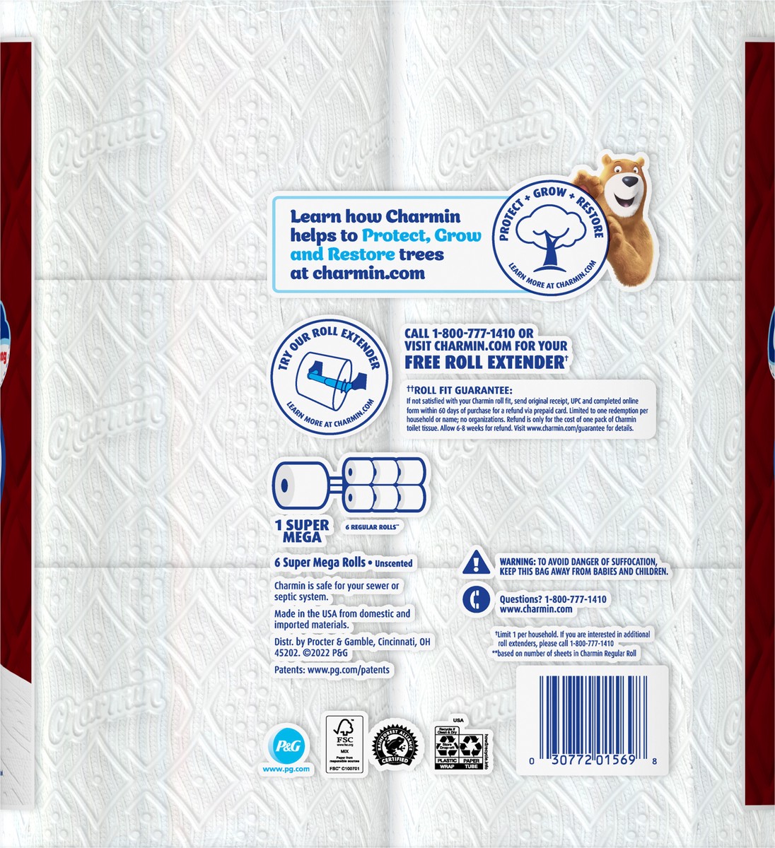 slide 5 of 5, Charmin Ultra Strong Toilet Paper 6 Mega XL Rolls, 363 Sheets Per Roll, 6 ct