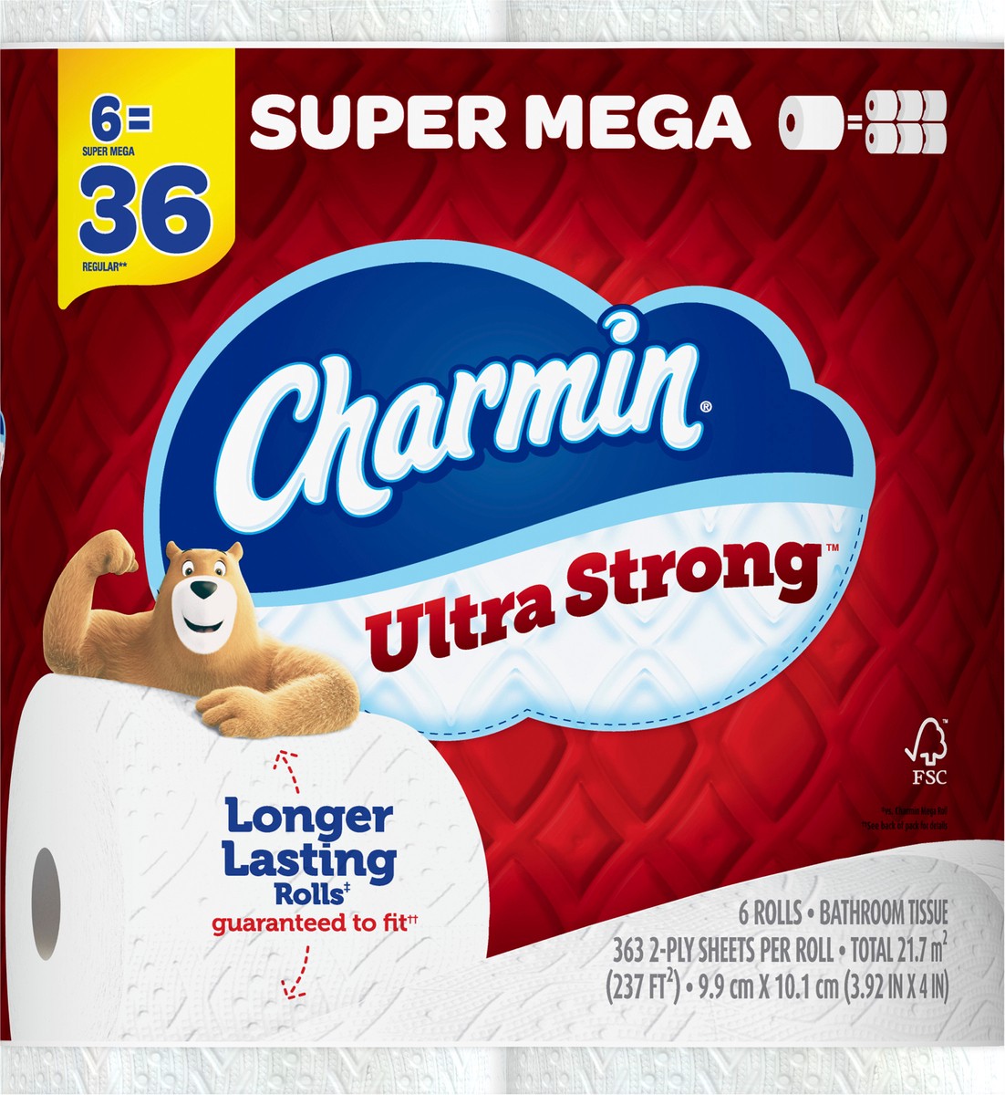 slide 2 of 5, Charmin Ultra Strong Toilet Paper 6 Mega XL Rolls, 363 Sheets Per Roll, 6 ct