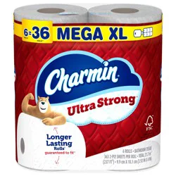 Charmin Ultra Strong Toilet Paper 6 Mega XL Rolls, 363 Sheets Per Roll