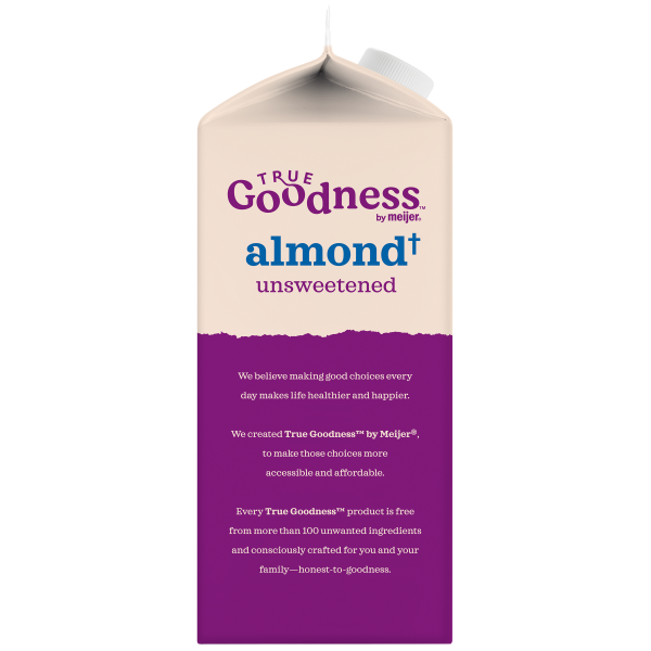 slide 3 of 3, True Goodness Original Unsweeted Dairy Free Almond Milk - 64 fl oz, 64 fl oz