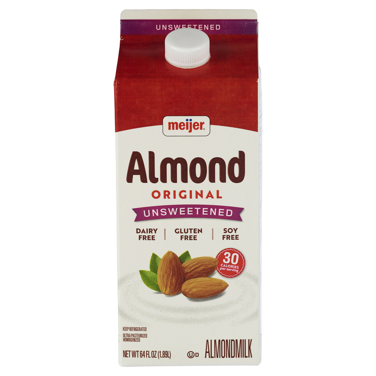 slide 1 of 9, Meijer Unsweetened Almond Milk, 64 fl oz