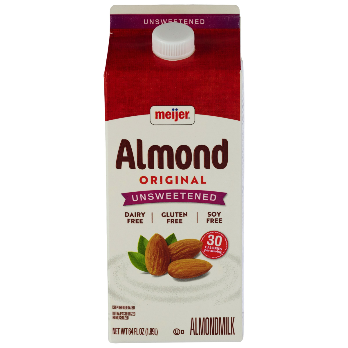 slide 1 of 9, Meijer Unsweetened Almond Milk, 64 fl oz