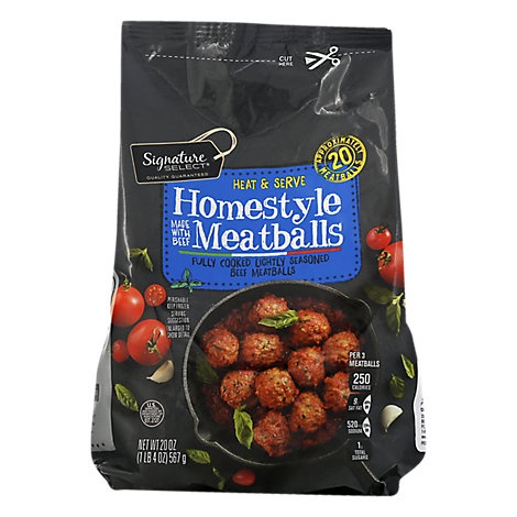 slide 1 of 1, Signature Kitchens Meatballs Homestyle, 20 oz