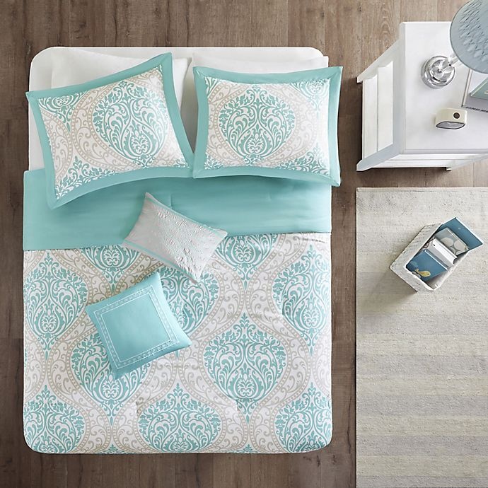 slide 3 of 9, Intelligent Design Senna Reversible Twin/Twin XL Comforter Set - Aqua, 1 ct