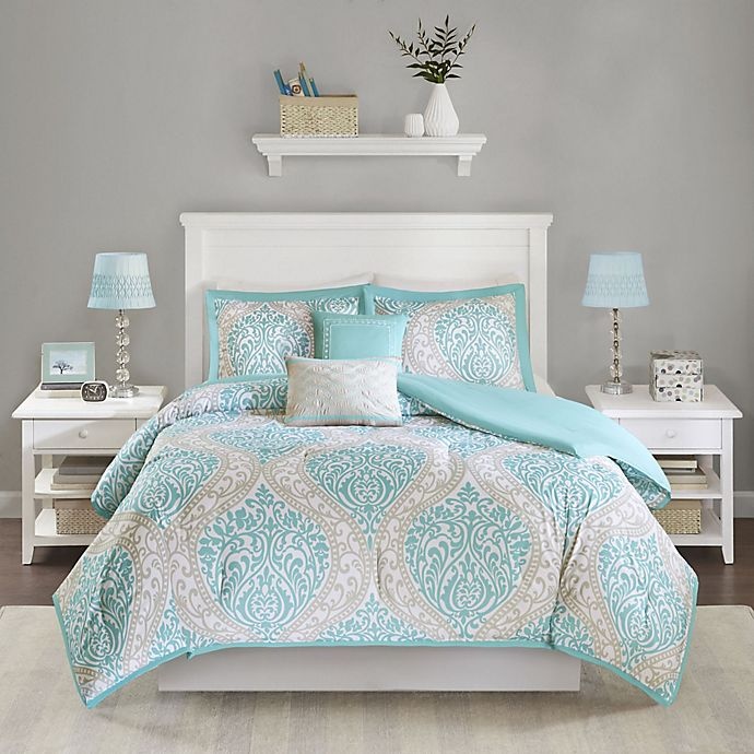 slide 1 of 9, Intelligent Design Senna Reversible Twin/Twin XL Comforter Set - Aqua, 1 ct