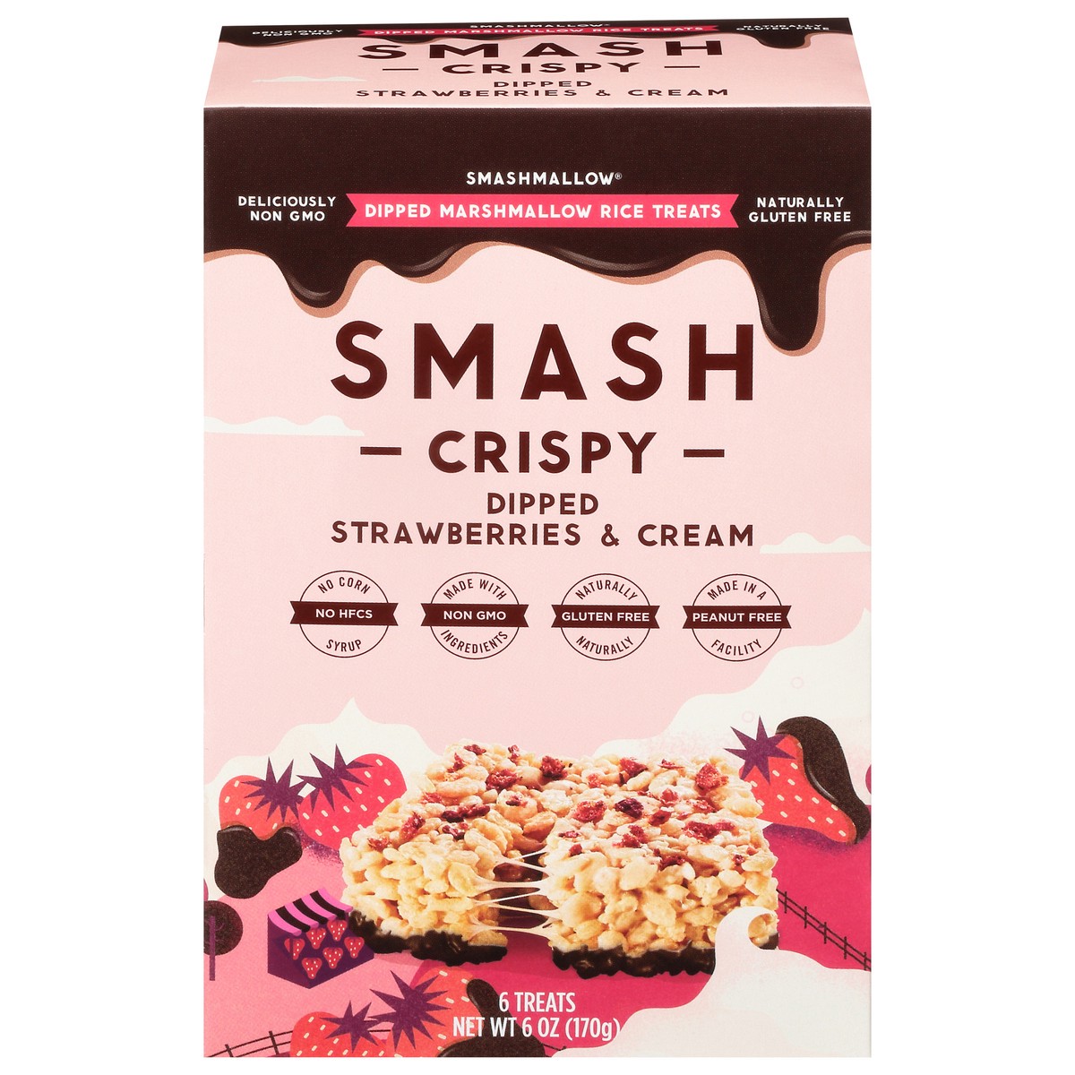 slide 1 of 14, SmashMallow Crispy Strawberry & Cream Marshmallow Rice Treats, 6 oz