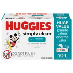 Huggies Simply Clean Fresh Scent Baby Wipes, 11 Flip-Top Packs (704 Wipes Total)