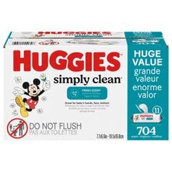 Huggies Simply Clean Fresh Scent Baby Wipes, 11 Flip-Top Packs (704 Wipes Total)