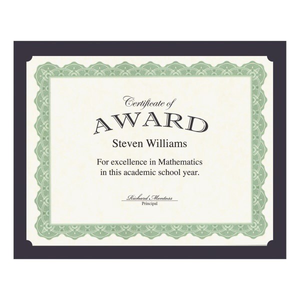 slide 1 of 1, Geographics Certificate Holder, Recycled - Navy, 10 ct