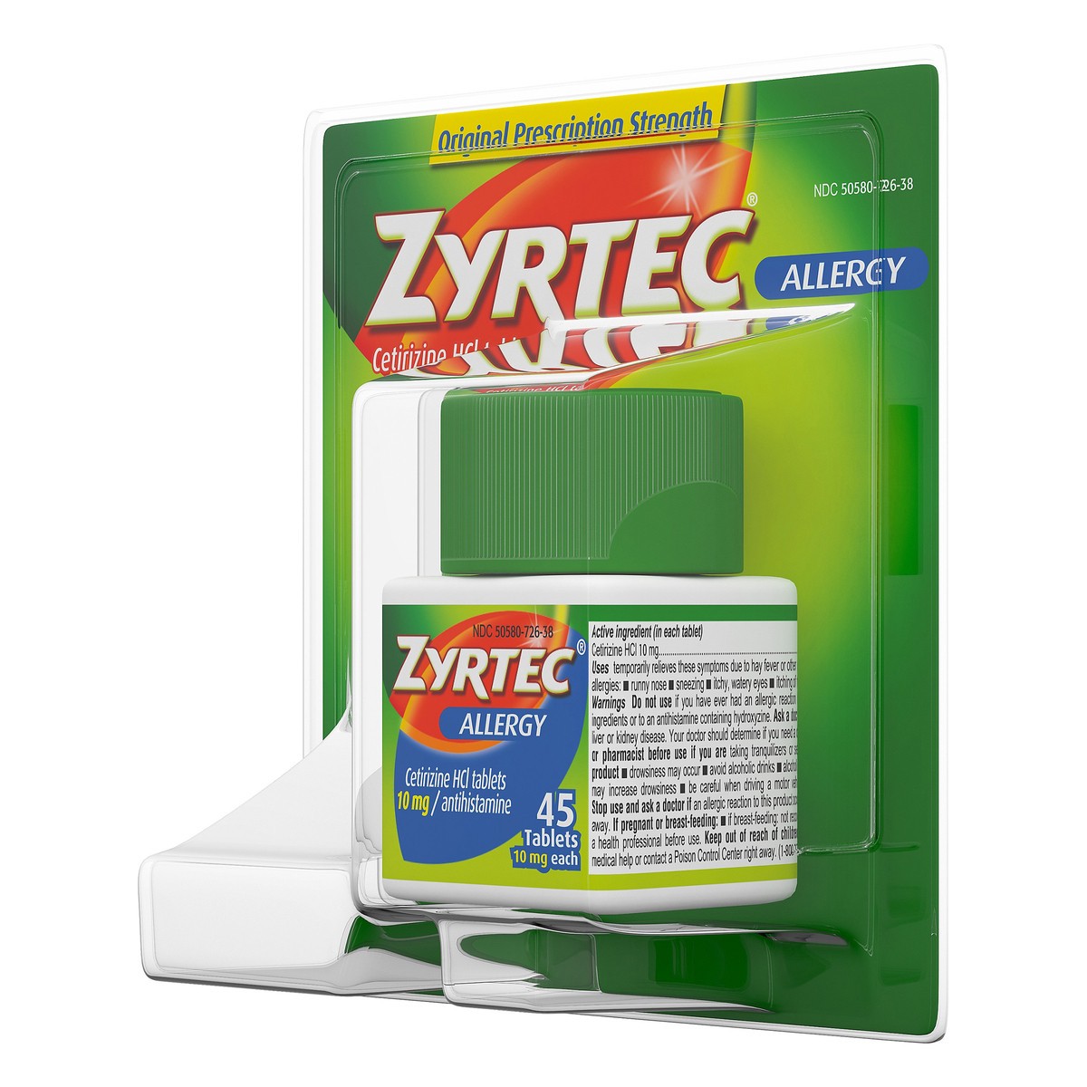 slide 5 of 7, Zyrtec 24 Hour Allergy Relief Tablets, Antihistamine Indoor & Outdoor Allergy Medicine with 10 mg Cetirizine HCl, 45 ct, 45 ct