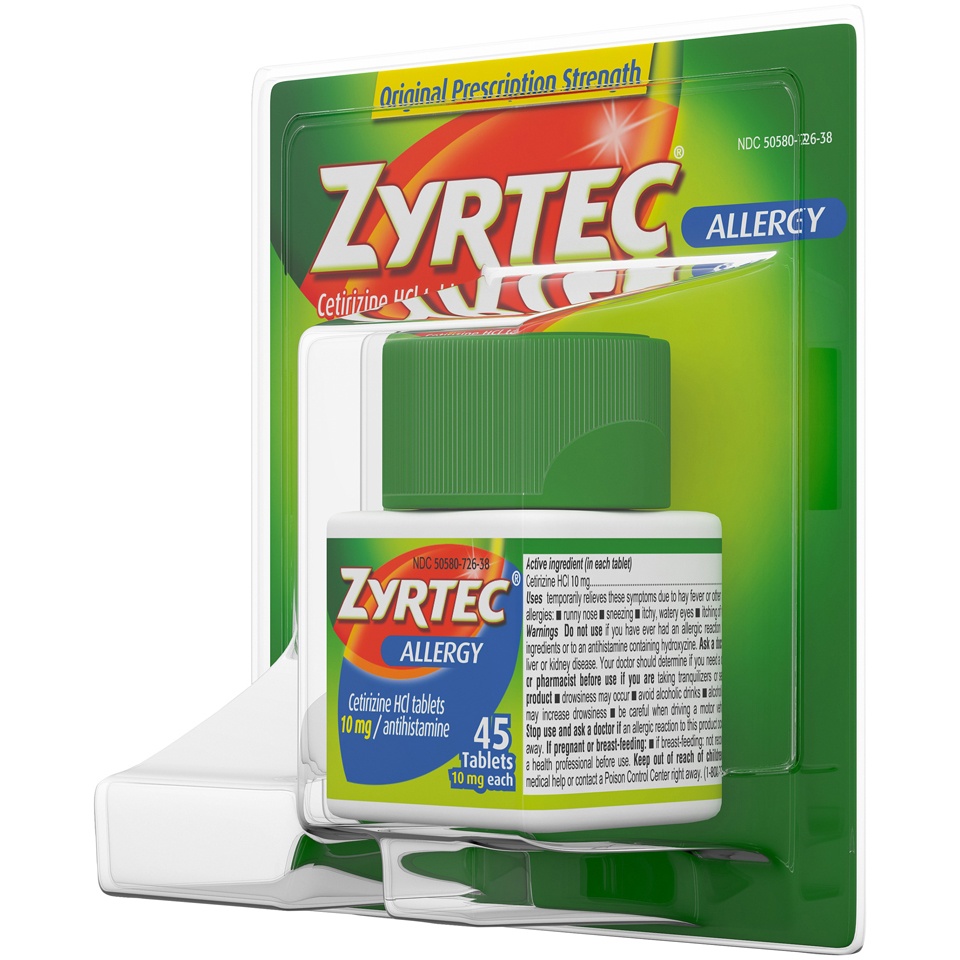 slide 3 of 6, Zyrtec 24 Hour Allergy Relief Tablets, Antihistamine Indoor & Outdoor Allergy Medicine with Cetirizine HCl, 45 ct