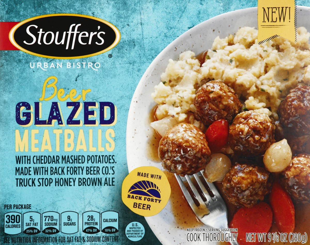 slide 3 of 4, Stouffer's Urban Bistro Beer Glazed Meatballs, 9.88 oz