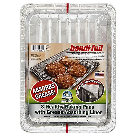 slide 1 of 1, Handi-Foil Baking Pans Healthy With Grease Absorbing Liner, 3 ct