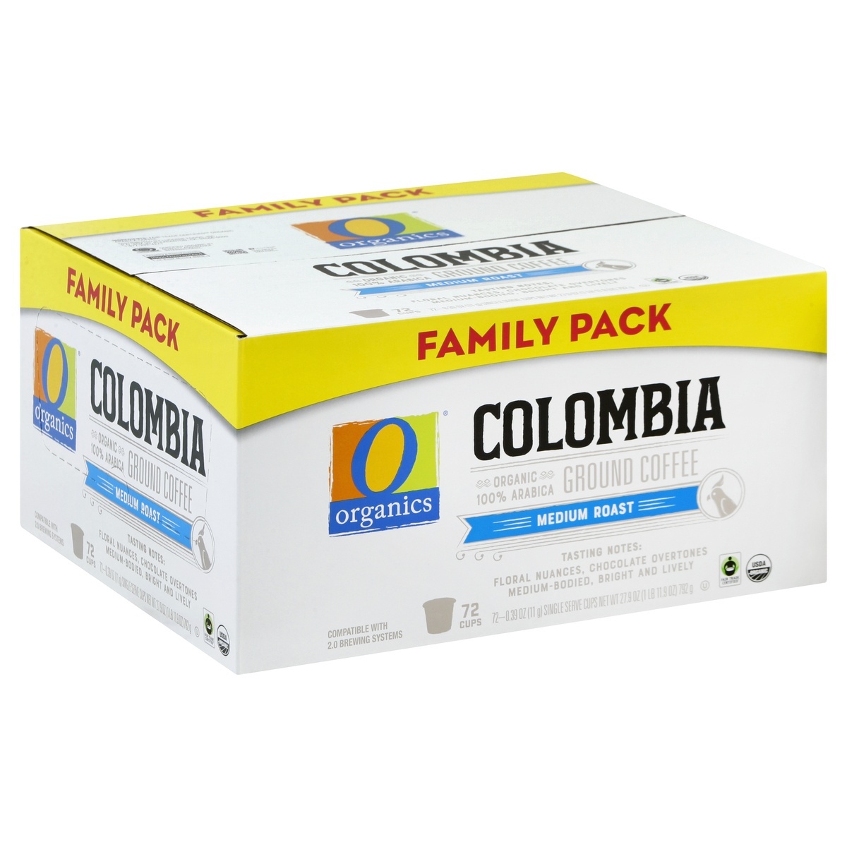 slide 1 of 4, O Orgnc Coffee Pods Colombia Med Roast, 72 ct
