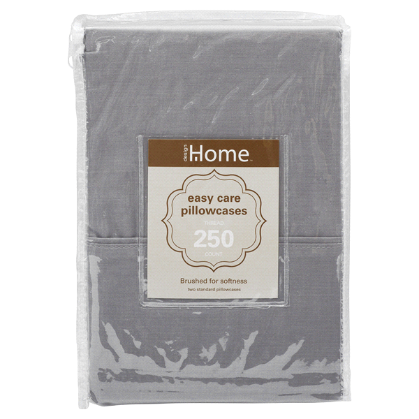 slide 1 of 2, Home Pillowcases 250TC Cotton, Standard, Grey, 1 pc