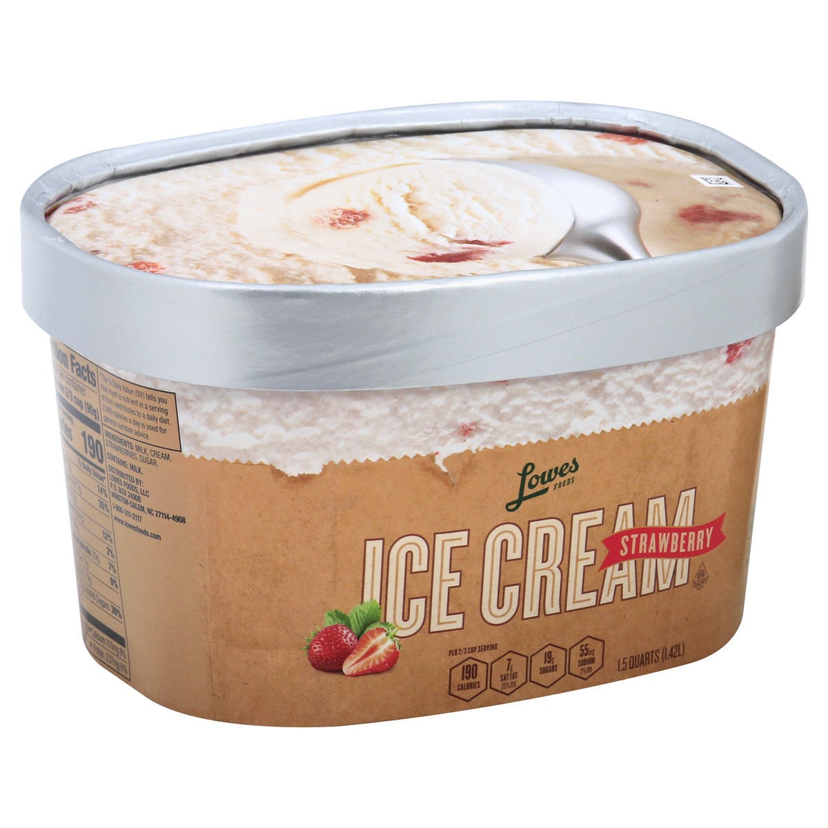 slide 5 of 5, Lowes Foods Ice Cream Premium Strawberry, 48 oz