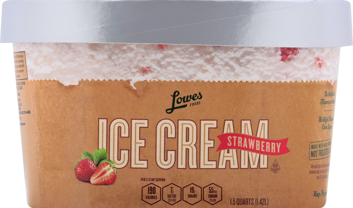 slide 4 of 5, Lowes Foods Ice Cream Premium Strawberry, 48 oz