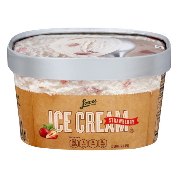 slide 1 of 5, Lowes Foods Ice Cream Premium Strawberry, 48 oz