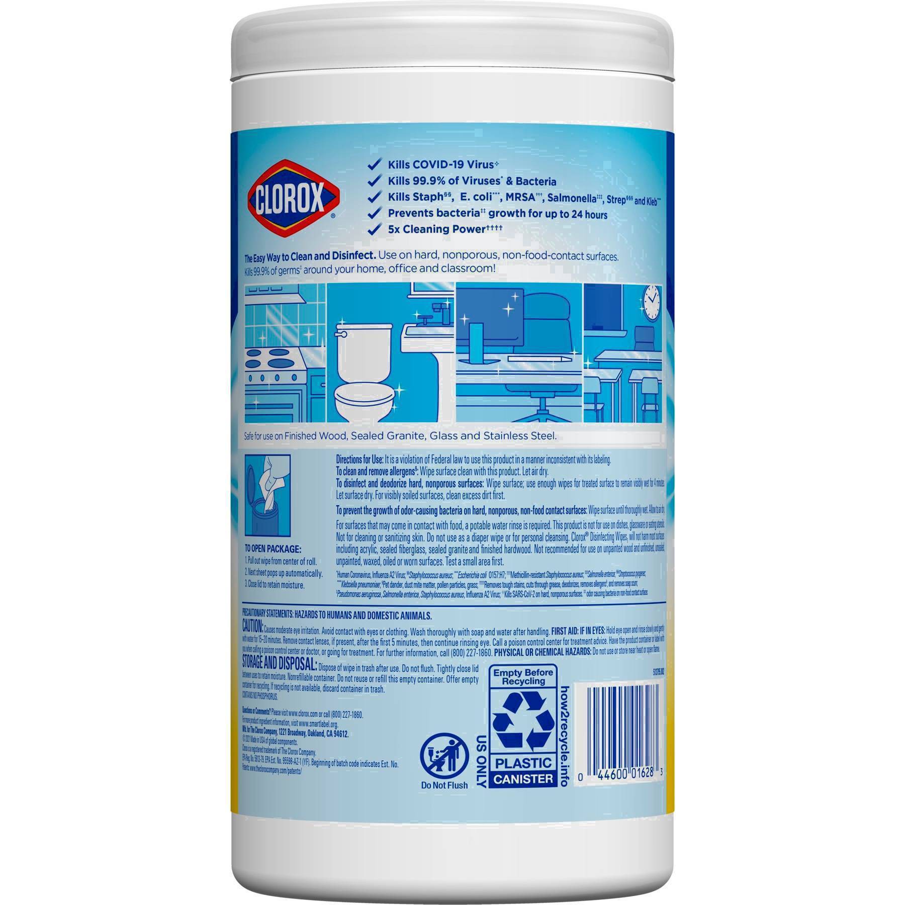 slide 93 of 135, Clorox Disinfecting Bleach Free Cleaning Crisp Lemon Wipes, 16.7 oz