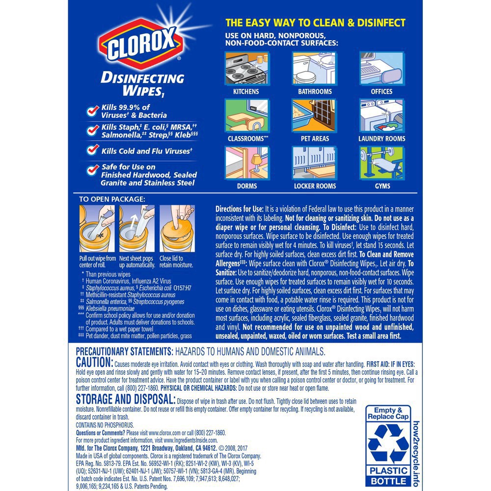 slide 78 of 135, Clorox Disinfecting Bleach Free Cleaning Crisp Lemon Wipes, 16.7 oz