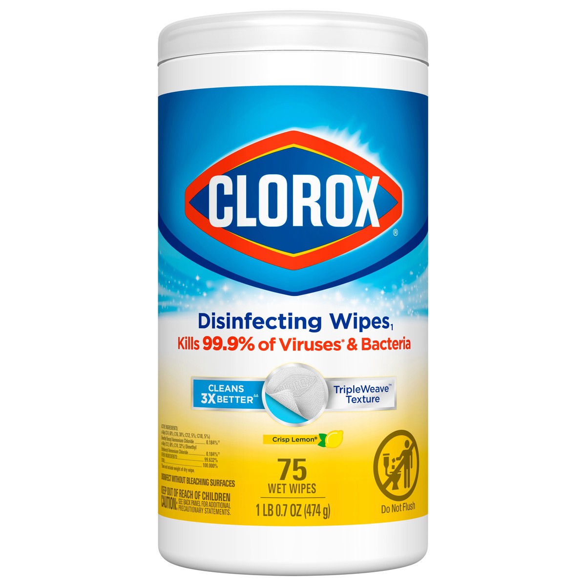 slide 1 of 135, Clorox Disinfecting Bleach Free Cleaning Crisp Lemon Wipes, 16.7 oz