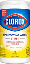 Clorox Disinfecting Cleaning Wipes, Bleach Free, Crisp Lemon, 75 Count