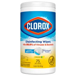 Clorox Disinfecting Cleaning Wipes, Bleach Free, Crisp Lemon, 75 Count