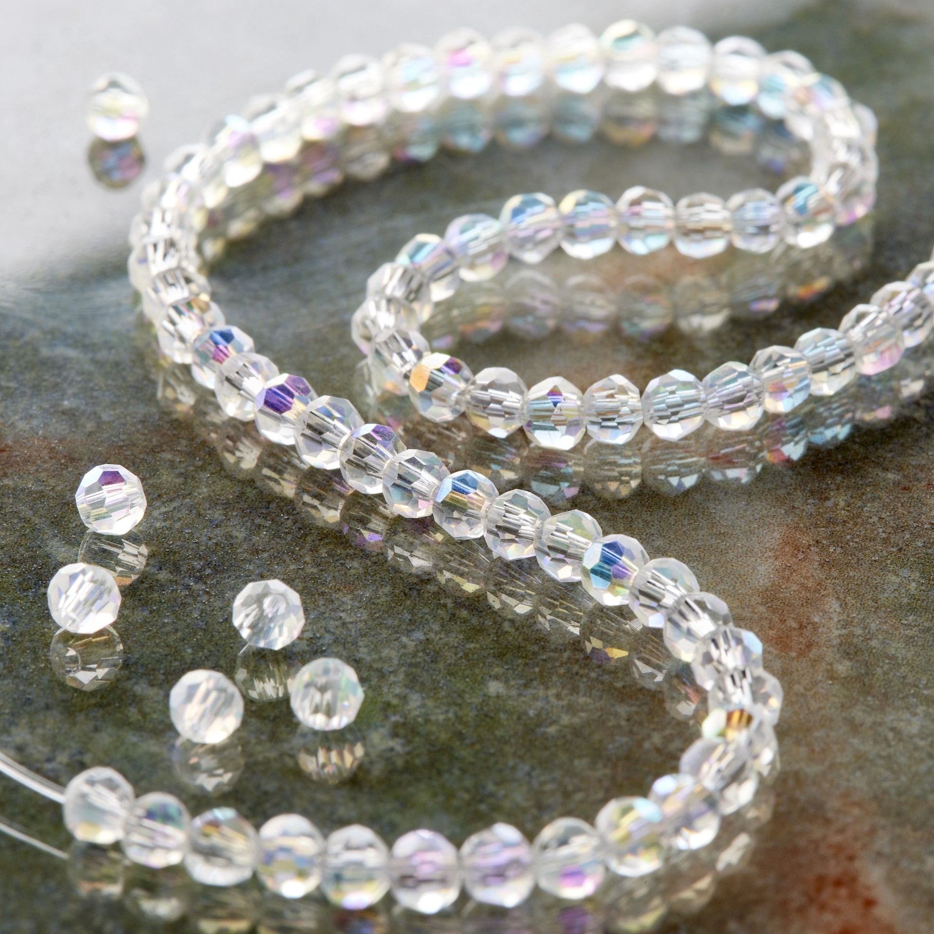 slide 2 of 3, Crystal Faceted Glass Round Beads, 3mm By Bead Landing, 3 mm