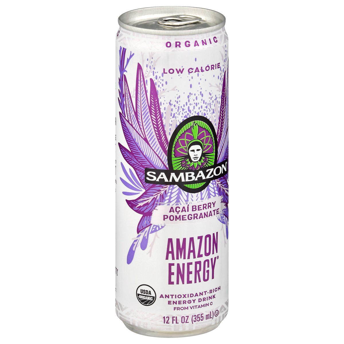 slide 8 of 9, Sambazon Amazon Energy Low Calorie Acai Berry Pomegranate Energy Drink 12 fl oz Can, 12 fl oz