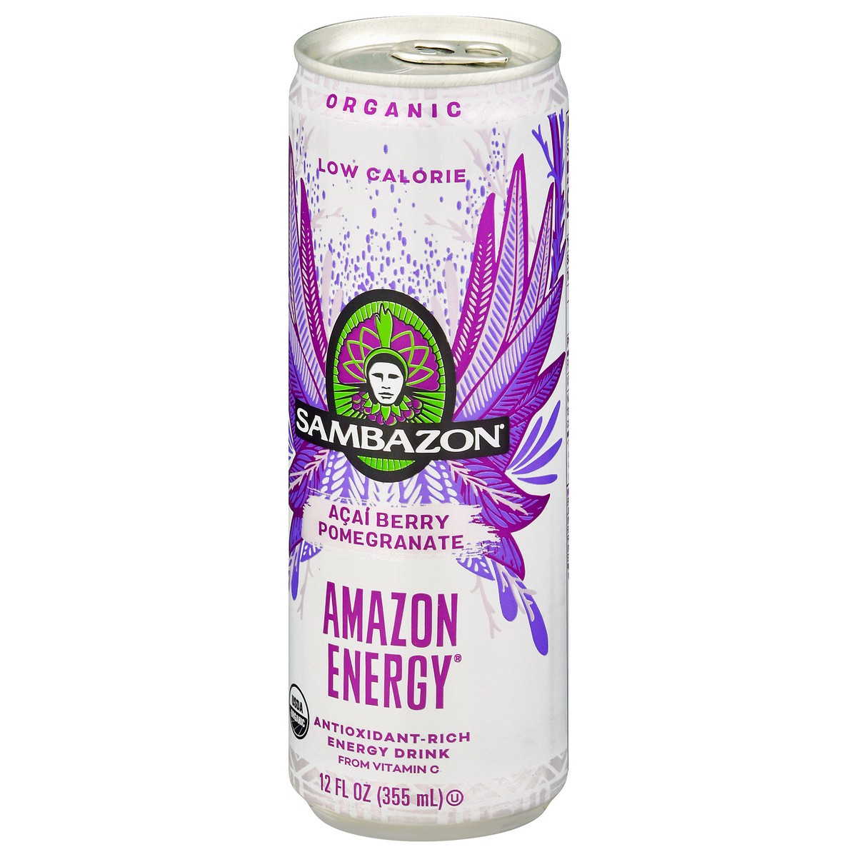 slide 7 of 9, Sambazon Amazon Energy Low Calorie Acai Berry Pomegranate Energy Drink 12 fl oz Can, 12 fl oz