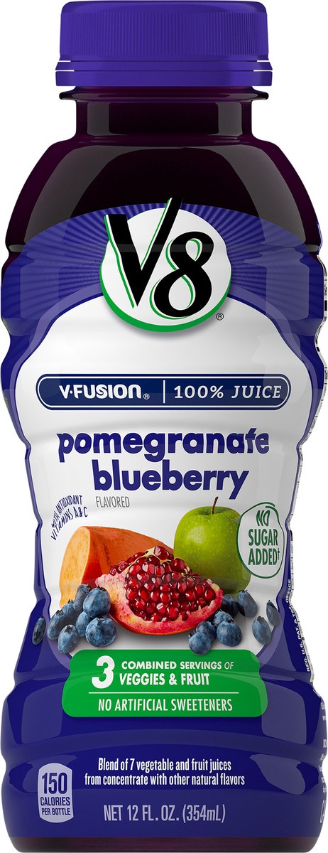 slide 1 of 12, V8 V-Fusion Pomegranate Blueberry Flavored 100% Juice - 12 fl oz, 12 fl oz