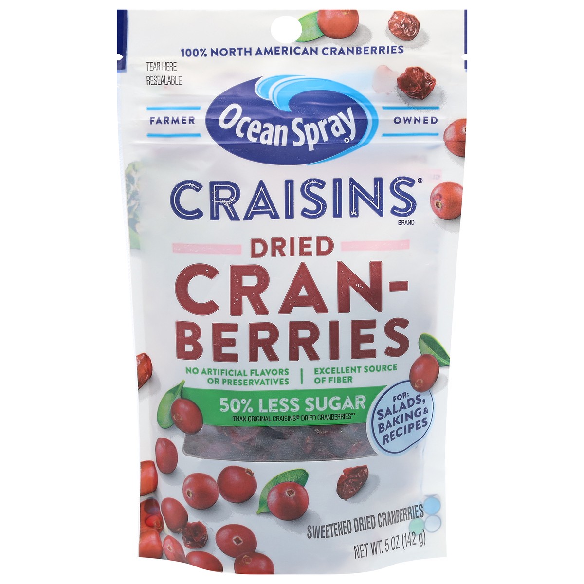 slide 1 of 9, Ocean Spray Craisins 50% Less Sugar Dried Cranberries 5 oz, 5 oz