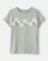 Carter's Girls Daisy Floral Short-Sleeve Graphic Tee - Green XS
