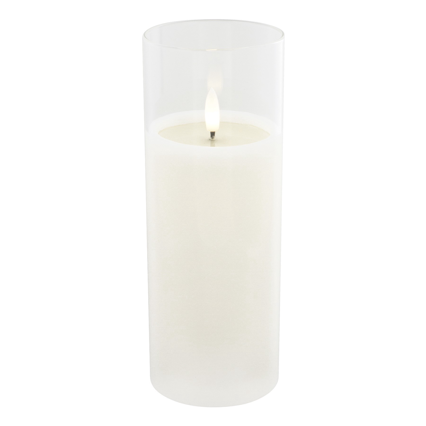 slide 2 of 2, 3" X 8" Flickering Flame Led Glass Wax Candle By Ashland, 3 in x 8 in