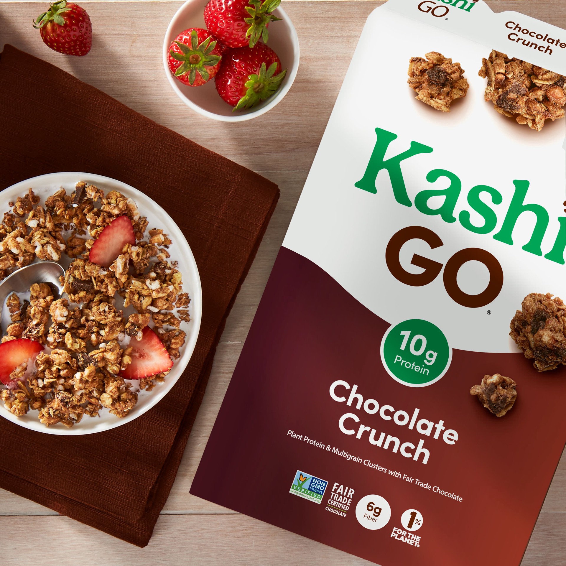slide 5 of 5, Kashi GO Breakfast Cereal, Fiber Cereal, Family Breakfast, Chocolate Crunch, 12.2oz Box, 1 Box, 12.2 oz