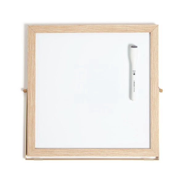slide 3 of 9, U Brands Magnetic Desktop Dry-Erase Easel Board, 12"" X 12"", White, Wood Frame, 1 ct