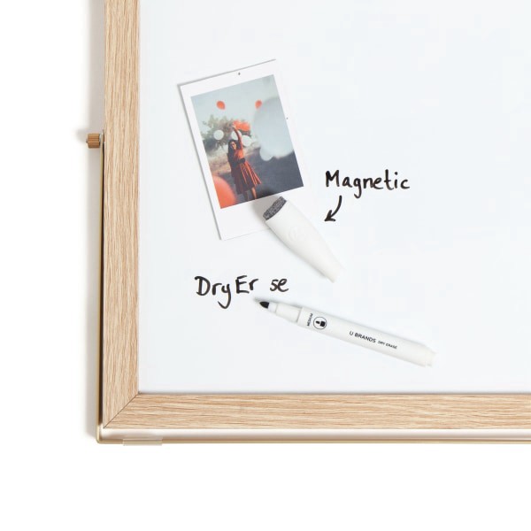 slide 9 of 9, U Brands Magnetic Desktop Dry-Erase Easel Board, 12"" X 12"", White, Wood Frame, 1 ct