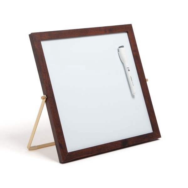 slide 6 of 8, U Brands Magnetic Dry-Erase Easel Board, 12-7/8""H X 12-7/16""W X 1-1/16""D, Espresso Frame, White, 1 ct