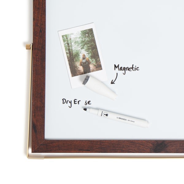 slide 7 of 8, U Brands Magnetic Dry-Erase Easel Board, 12-7/8""H X 12-7/16""W X 1-1/16""D, Espresso Frame, White, 1 ct