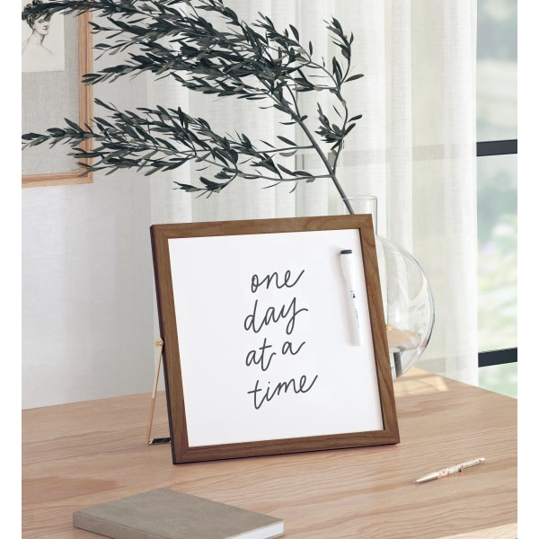 slide 3 of 8, U Brands Magnetic Dry-Erase Easel Board, 12-7/8""H X 12-7/16""W X 1-1/16""D, Espresso Frame, White, 1 ct